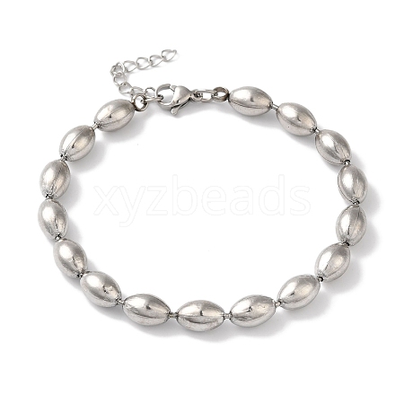 Non-Tarnish 304 Stainless Steel Rice Beaded Bracelets for Women BJEW-B092-06P-1