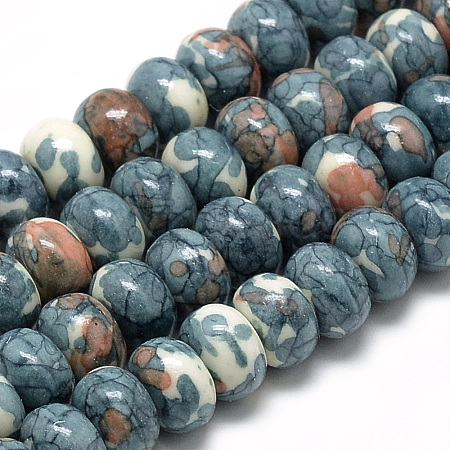 Synthetic Ocean White Jade Beads Strands G-S257-4x6mm-13-1