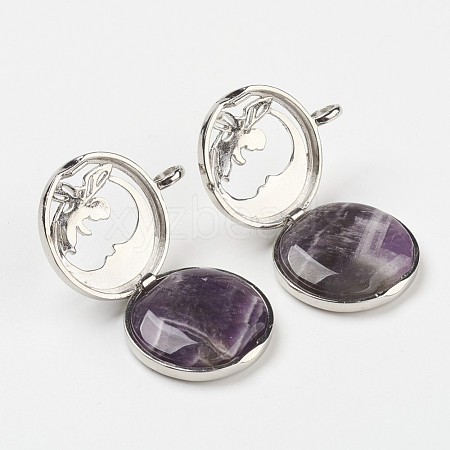 Natural Amethyst Pendants G-G910-H09-1