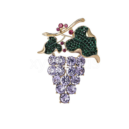 Summer Fashion Alloy Rhinestone Grape Brooch PW-WGA3CE4-02-1