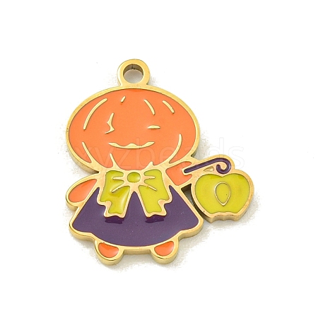 Halloween Theme Ion Plating(IP) 304 Stainless Steel Enamel Charms STAS-M011-03C-1