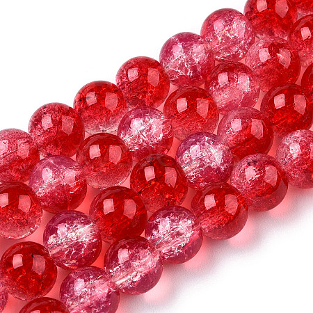 Transparent Crackle Baking Paint Glass Beads X1-DGLA-T003-01C-08-1