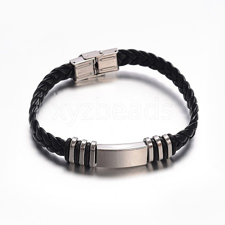 Jewelry Black Color PU Leather Cord Bracelets BJEW-G467-14-1