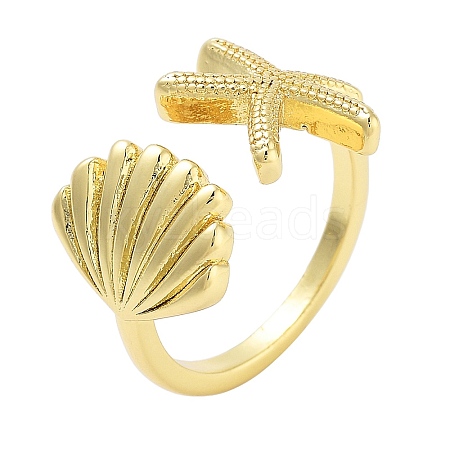 Brass Open Cuff Rings for Women RJEW-Z072-02G-04-1