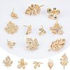 10Pcs 5 Style Brass Stud Earring Findings KK-CA0002-05-4