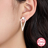 Rhodium Plated Sterling Silver Stud Earrings EL2362-1-3