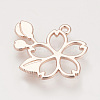 Rack Plating Alloy Open Back Bezel Pendants PALLOY-R099-30RG-FF-2