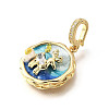 Brass Micro Pave Cubic Zirconia & Enamel Pendants KK-R222-12G-02-2