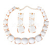 Alloy & Resin Square Link Chain Necklace & Stud Dangle Earrings FS-WG08E56-02-2