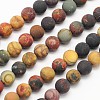 Frosted Round Natural Picture Jasper Beads Strands G-N0166-48-8mm-1