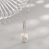 Brass Micro Pave Clear Cubic Zirconia Shovel Pendant Necklaces for Women WG2A015-01-1