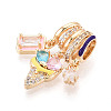Brass Micro Pave Cubic Zirconia Pendants KK-T072-40G-2