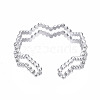 Non-Tarnish 304 Stainless Steel Wave Wrap Open Cuff Ring RJEW-T023-66P-2