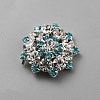 1-Hole Alloy Rhinestone Shank Buttons BUTT-WH0020-35A-1