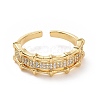 Clear Cubic Zirconia Bamboo Open Cuff Ring RJEW-I093-02G-2