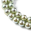UV Plating Pearlized Glass Pearl Beads Strands GLAA-F128-01B-T14-3