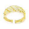 Rack Plating Brass Multi-Strand Round Ball Open Cuff Bangles for Women BJEW-P322-02G-3