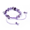 Adjustable Natural Amethyst Chip Beads Braided Bead Bracelets BJEW-JB04392-02-3