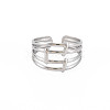 304 Stainless Steel 4 Line Open Cuff Ring for Women RJEW-S405-158P-1