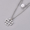 304 Stainless Steel Tiered Necklaces STAS-D232-05P-2