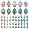   50Pcs 5 Colors Synthetic Luminous Stone Pendants PALLOY-PH0001-97-7