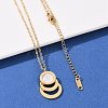 304 Stainless Steel Roman Numeral 3 Ring Pendant Necklaces NJEW-V001-06G-02-3