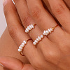 Nuggets Stainless Steel & Natural Freshwater Pearl Beads Finger Rings WG1BE4A-02-4