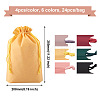 Magibeads 24Pcs 6 Colors Rectangle Plastic Frosted Drawstring Gift Bags ABAG-MB0001-11-3