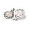 Natural Rose Quartz with Clear Cubic Zirconia Pendants G-G133-01P-23-2