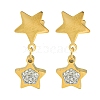 Ion Plating(IP) 304 Stainless Steel Star Dangle Stud Earrings EJEW-G400-42G-01-1