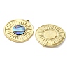 Flat Round 304 Stainless Steel Natural Paua Shell/White Shell Pendants Ion Plating(IP) STAS-U037-10G-01-2
