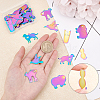 48Pcs 6 Styles PVD Vacuum Plating 201 Stainless Steel Pendants STAS-UN0021-70M-2