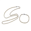304 Stainless Steel Chain Necklaces & Bracelets Sets SJEW-D091-11GP-4