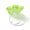 Luminous Glow in the Dark Flower Resin Finger Ring RJEW-JR00641-5
