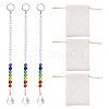 SUPERFINDINGS 3Pcs Chakra Leaf Crystal Suncatcher Dowsing Pendulum Pendants FIND-FH0003-13-1