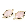 Natural Rose Quartz Faceted Leaf Pendants G-I375-04G-05-2