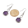 Hexagon Natural Amethyst Dangle Earrings EJEW-K298-01P-01-5