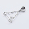 Anti-Tarnish Rhodium Plated 925 Sterling Silver Micro Pave Cubic Zirconia Pendant Bails STER-E054-13P-1