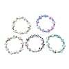5Pcs 5 Colors Baking Paint Synthetic Turquoise Cross & Round Beads Stretch Bracelets for Men Women BJEW-JB12341-2