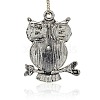 Tibetan Style Alloy Rhinestone Bird Pendants ALRI-J017-01AS-2