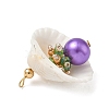 Natural Shell & Round Glass Pendants PALLOY-MZ00912-02-4