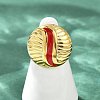 Flat Round 304 Stainless Steel Enamel Finger Rings for Women RJEW-G355-07G-02-2
