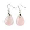 Natutal Rose Quartz Dangle Earrings EJEW-F343-A07-2