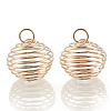 Hollow Lantern Iron Wire Bead Cage Pendants IFIN-N001-02KC-1