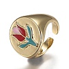(Jewelry Parties Factory Sale)Brass Enamel Cuff Rings RJEW-H538-21G-4