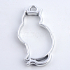 Rack Plating Alloy Kitten Open Back Bezel Pendants X-PALLOY-S047-02B-FF-2
