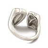 Double Heart Rack Plating Brass Open Cuff Rings RJEW-G294-04P-3