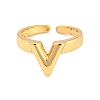 Hollow V-Shaped Brass Open Cuff Rings RJEW-Q781-15G-2