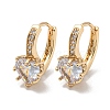 Brass with Clear Cubic Zirconia Hoop Earrings EJEW-B035-37KCG-1