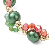3Pcs 3 Colors Christmas Glass & Baking Paint Pearlized Glass Pearl Round Beaded Bracelets for Women BJEW-JB12441-5